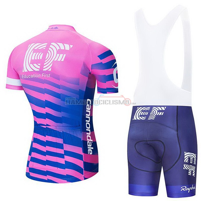 Abbigliamento Ciclismo EF Education First-Drapac Manica Corta 2020 Rosa Blu